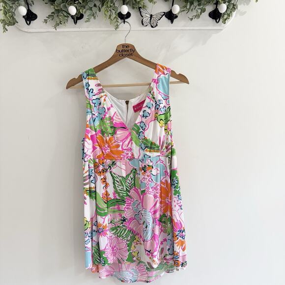 Lilly Pulitzer X Target Floral Sleeveless Blouse Back Zipper Large VV12 - Picture 1 of 5